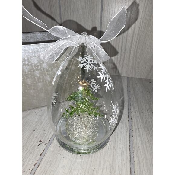 Spun Blown Glass Lighted Ornament Snowman Christma Tree Changes Color Gift Box - Picture 11 of 13